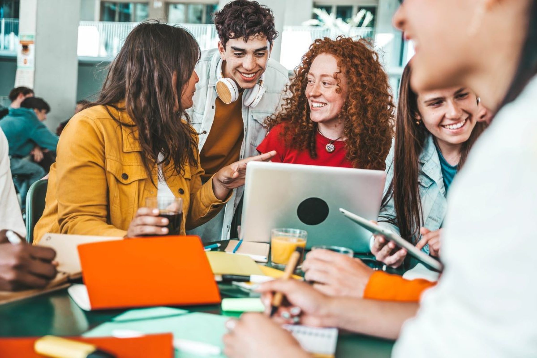 Young people work together in a team.